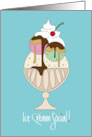 Hand Lettered Ice Cream Social Invitation Ice Cream Bowl and Sauces card