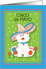 Cinco de Mayo with White Dog in Large Sombrero Hat and Stitched Edges card