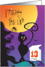 Hand Lettered Friday the 13th Black Cat and Calendar with Full Moon card