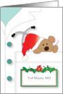 Christmas from Pediatrician with Teddy Bear in Pocket and Custom Name card
