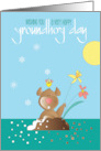 Hand Lettered Groundhog Day Groundhog Snowflakes and Snowdrop Flowers card