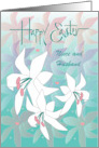 Hand Lettered Happy Easter Trio of Easter Lilies Custom Relationship card