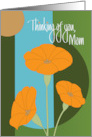 Hand Lettered Thinking of You Mom with Orange Poppy Flowers card