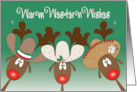 Hand Lettered Warm Western Wishes Country Reindeer in Cowboy Hats card