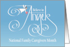 Hand Lettered Believe in Angels National Family Caregivers Month card