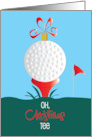 Hand Lettered Christmas Oh Christmas Tee Golf Ball with Ornament Bow card