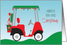Hand Lettered Christmas Golf with Red and Green Golf Cart with Lights card