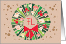 Hand Lettered Florida Christmas Beach Wreath Seashells and Starfish card