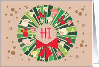 Hand Lettered Hawaii Christmas Beach Wreath with Seashells and Holly card