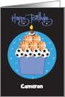 Hand Lettered Teen Birthday Sports Balls Cupcake with Custom Name card