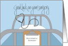 Hand Lettered Good Luck on Your Surgery Hospital Bed and Stethoscope card