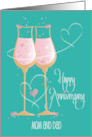 Hand Lettered Wedding Anniversary Toasting Glasses for Mom and Dad card