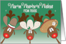 Warm Western Country Wishes from Texas Reindeer in Cowboy Hats card