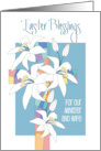 Hand Lettered Easter Blessings Minister and Wife Cross with Lilies card
