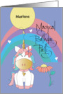 Hand Lettered Girl’s Birthday Party Invitation Unicorn and Custom Name card