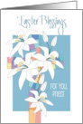 Hand Lettered Easter For Priest with Stained Glass Cross Easter Lilies card