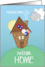 Hand Lettered Welcome Home from Military Service Cottage with Heart card