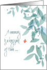 Hand Lettered Thinking of You Nursing Home Leaves and Red Flower card