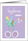 Hand Lettered You’re Big Sister Hands Pushing Baby Stroller with Name card