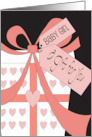 Hand Lettered Baby Girl Gift with Heart Covered Gift Tags and Pink Bow card