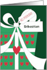 Hand Lettered Christmas Gift for You Heart Covered Gift Custom Name card