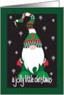 Hand Lettered Jolly Little Christmas Bearded Troll in Tall Holiday Hat card