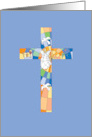 Hand Lettered Ordination Stained Glass Cross with Angel and Dove card