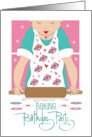 Hand Lettered Girl’s Baking Birthday Party Girl Rolling Out Cookies card