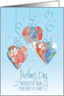 Hand Lettered Mother’s Day for Mom From Last Born with 3 Floral Hearts card