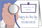Hand Lettered Doctors’ Day 2025 with Listening Device Custom Name Tag card