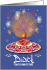 Hand Lettered Diwali From Our Home to Yours Diya with Fireworks card