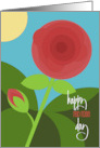 Hand Lettered Red Rose Day with Red Rose with Rings of Red card