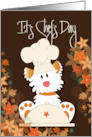Hand Lettered International Chefs Day Dog in Chef’s Hat and Food Tray card