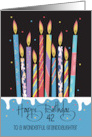 Hand Lettered 42nd Birthday Granddaughter Decorated Candles on Cake card