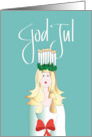 Hand Lettered Christmas God Jul Svenska St. Lucia Candle Wreath card