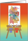Hand Lettered Thank You to Art Teacher Canvas on Easel with Painting card
