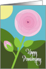 Hand Lettered Valentine’s Wedding Anniversary Pink Rose with Hearts card