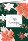 Hand Lettered Christmas Wedding Anniversary Red and White Poinsettias card