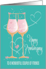 Hand Lettered Wedding Anniversary for Friends Glasses with Hearts card