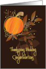 Hand Lettered Thanksgiving Wedding Congratulations Pumpkin and Leaves card