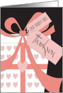 Hand Lettered Thank You for New Baby Girl Gift with Gift and Pink Bow card