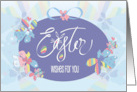 Hand Lettered Easter Large Egg Decorated Spring Flowers From All of Us card
