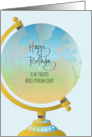 Hand Lettered Birthday for Friend World Problem Solver Colorful Globe card