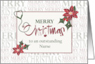Hand Lettered Christmas for Nurse with Stethoscope and Poinsettias card