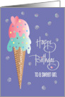 Hand Lettered Birthday for Sweet Girl Ice Cream Cone For Girl card
