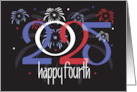 Hand Lettered Fourth of July 2025 with Abstract Numbers and Fireworks card