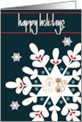Hand Lettered Christmas for Pet Groomer White Snowflake Dog and Cat card