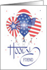 Hand Lettered Christmas 4th of July Friend Hooray Patriotic Balloons card