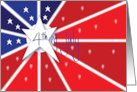 Hand Lettered 4th of July Radiating Red Blue and Stars From All of Us card