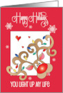 Hand Lettered Christmas Corner Reindeer with Lights in Antlers card